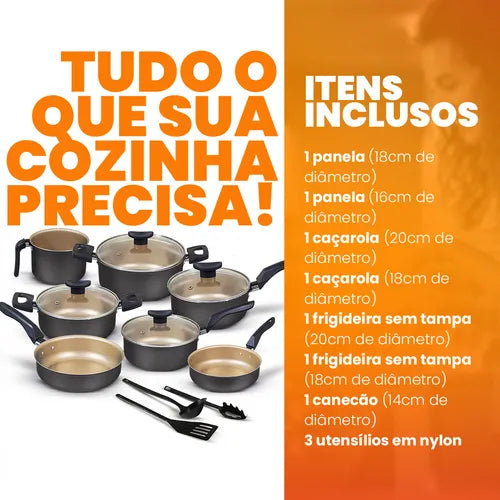 Conjunto de Panelas Antiaderente 10 Peças – Linha Premium Inova Lar