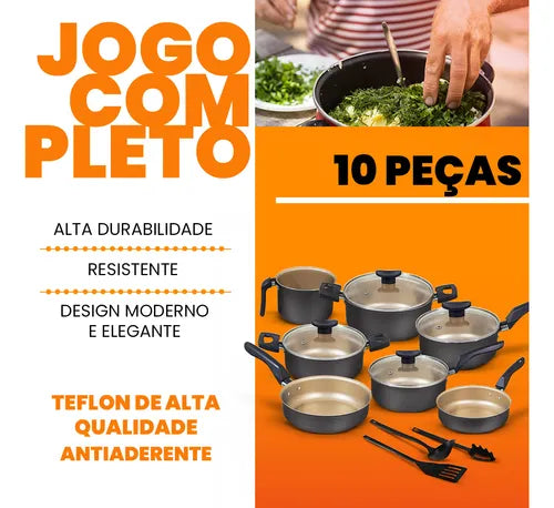Conjunto de Panelas Antiaderente 10 Peças – Linha Premium Inova Lar