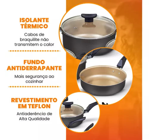 Conjunto de Panelas Antiaderente 10 Peças – Linha Premium Inova Lar