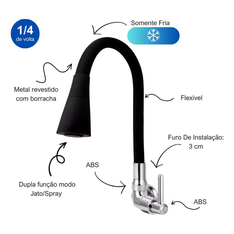Torneira Gourmet Flexível de Parede – Praticidade e Estilo para Sua Cozinha!