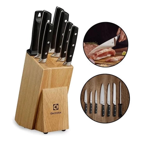 Conjunto de Facas Electrolux com Suporte de Madeira – Precisão, Elegância e Durabilidade na Sua Cozinha!